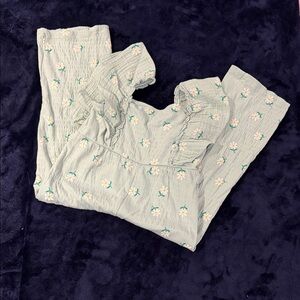 Zara Light Blue Floral Ruffle Jumpsuit